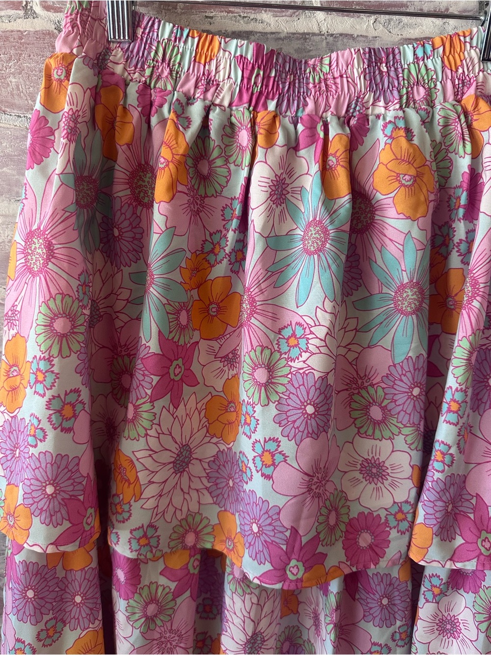 Tiered Floral Maxi Skirt in Pink - Picture 2 of 4
